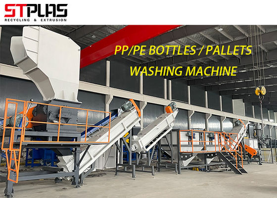 Pp-PE van de Dienbladentrommels 500kg/H van Flessenpallets Plastic de Waslijn met D2-Bladen